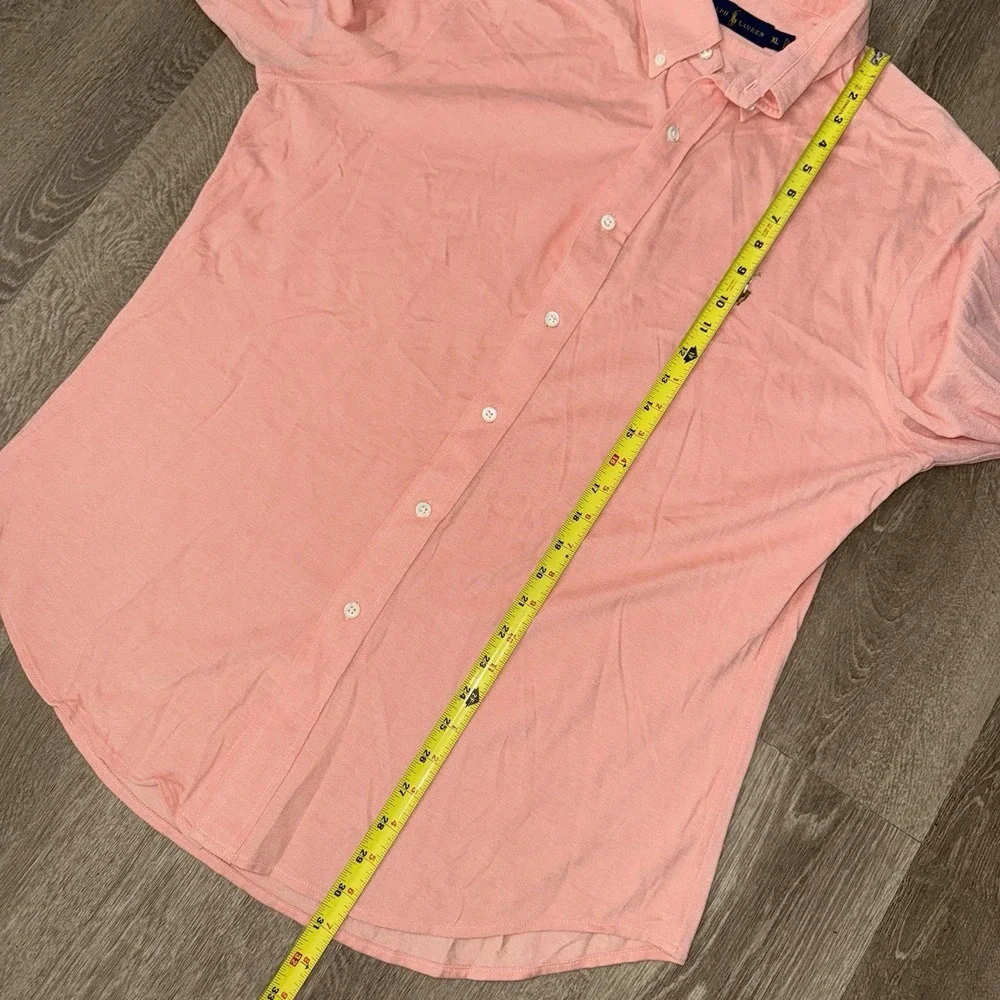 Polo Ralph Lauren Long Sleeve Button Down Knit Oxford Shirt Mens XL Peach Orange